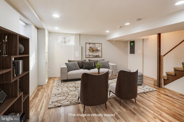 living room featuring light hardwood / wood-style floors