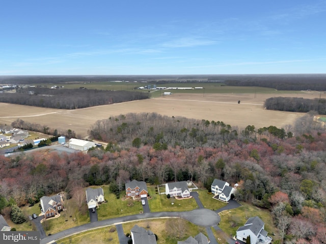 bird's eye view with a rural view