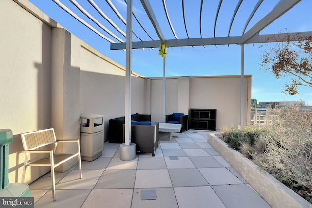 view of patio featuring a pergola and outdoor lounge area