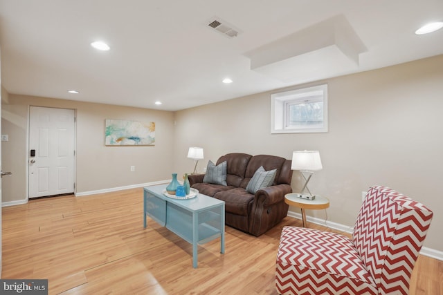 living room featuring light hardwood / wood-style floors