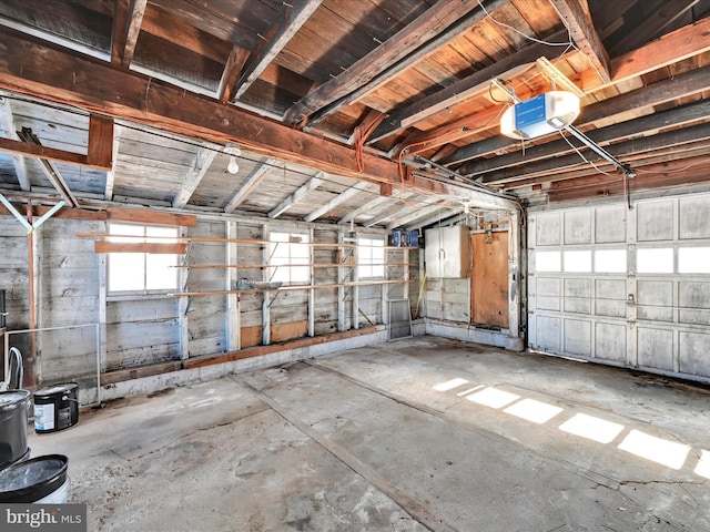 garage with a garage door opener