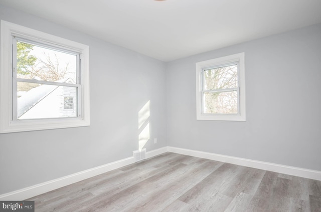 empty room featuring plenty of natural light and light wood-type flooring