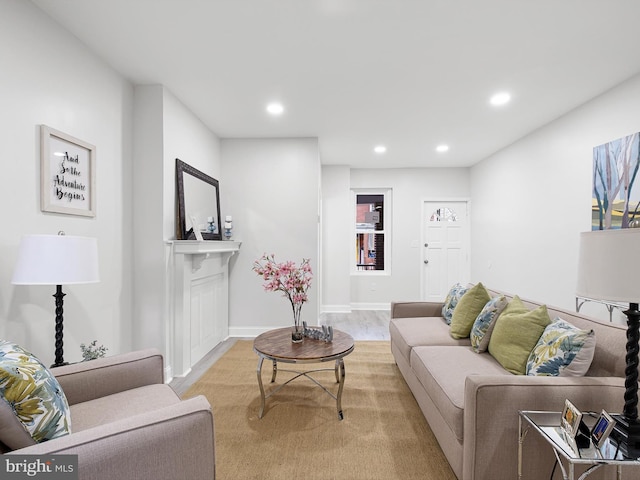 living room featuring light wood-type flooring