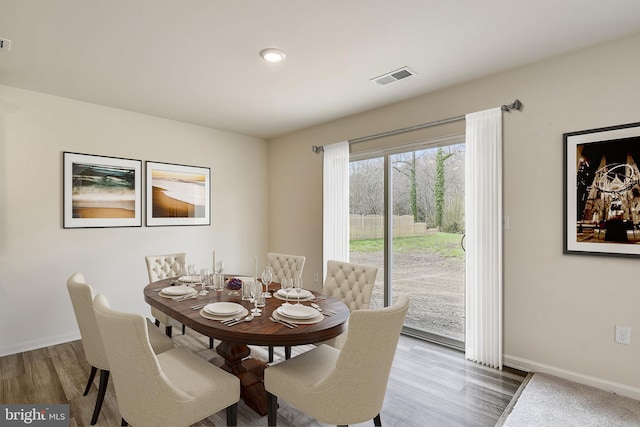 dining room with wood-type flooring