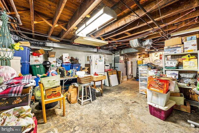 basement featuring water heater