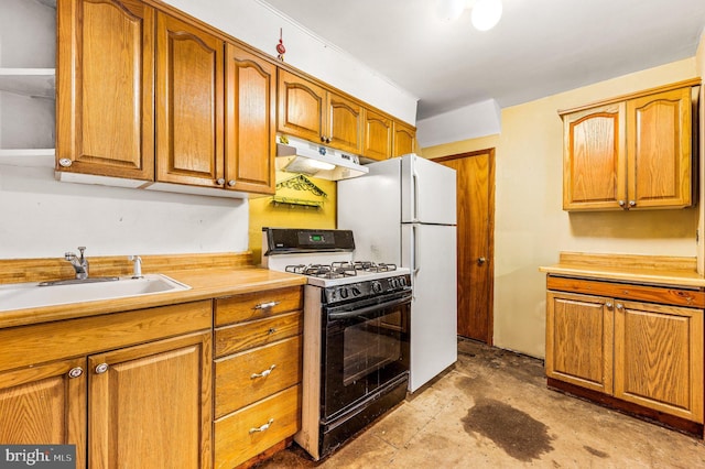 kitchen with range with gas cooktop and sink