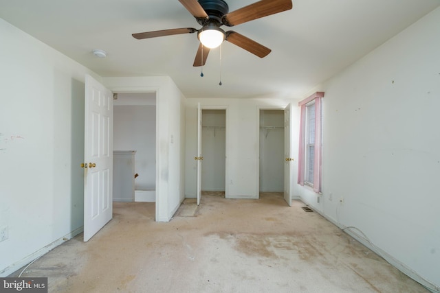 unfurnished bedroom with ceiling fan