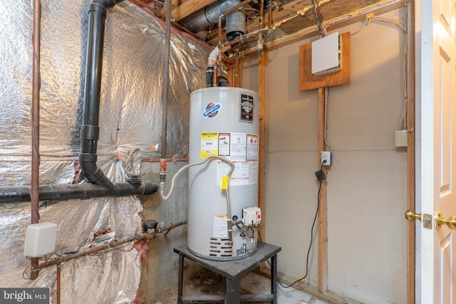 utility room featuring water heater