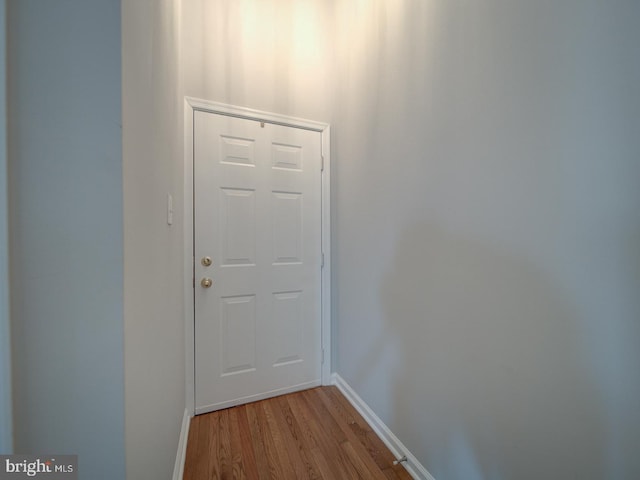 doorway with light hardwood / wood-style flooring