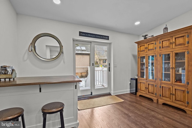 foyer featuring dark wood-type flooring