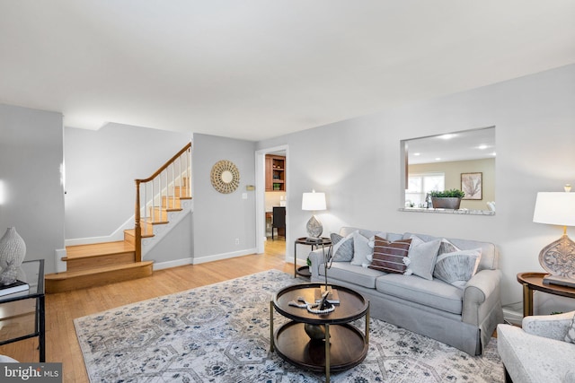 living room with light wood-type flooring