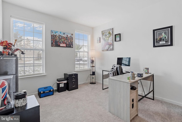 view of carpeted office space