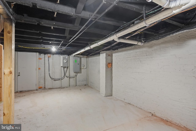 basement with electric panel