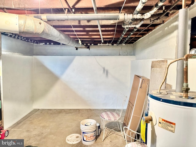 basement with water heater