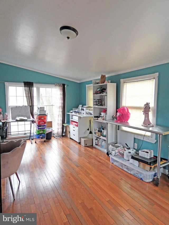 miscellaneous room featuring hardwood / wood-style flooring