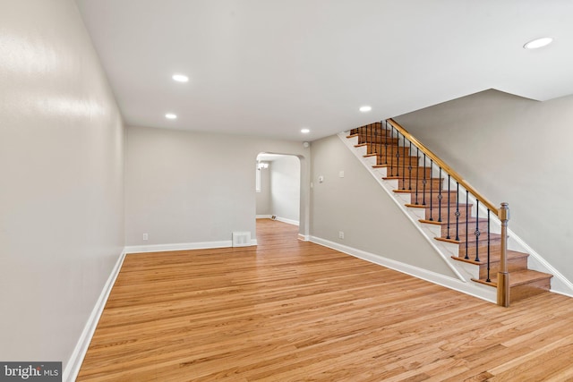 interior space with light hardwood / wood-style floors