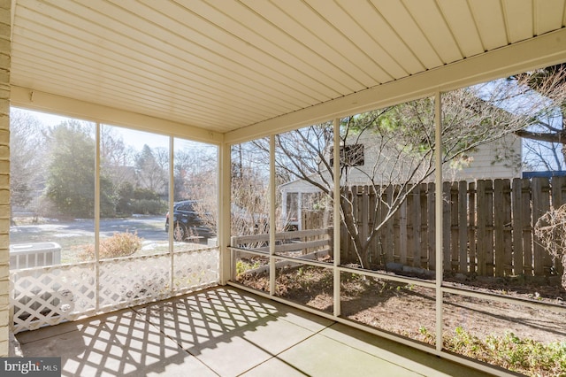 view of unfurnished sunroom