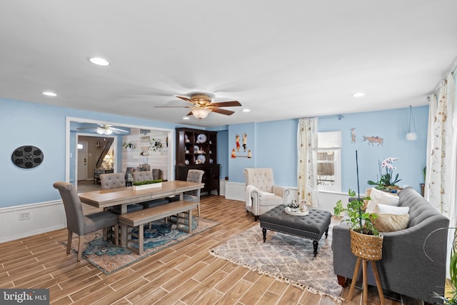 dining area featuring ceiling fan