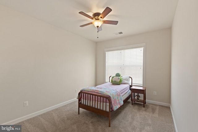 bedroom with carpet and ceiling fan