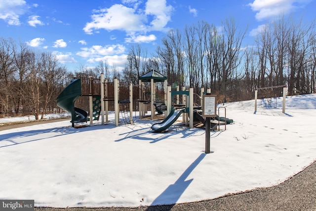 view of snow covered playground