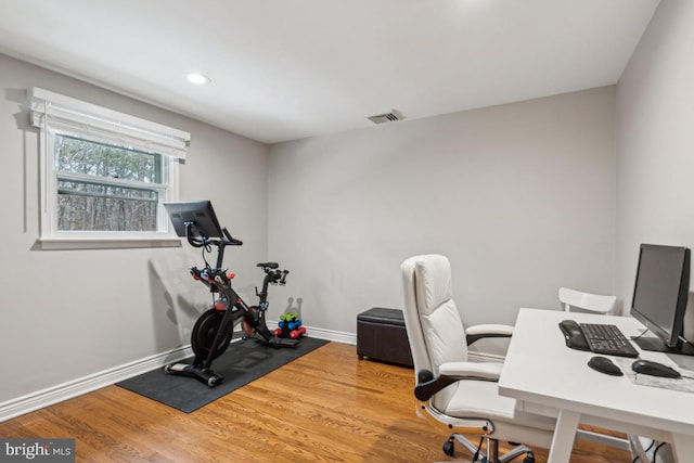 office featuring hardwood / wood-style flooring