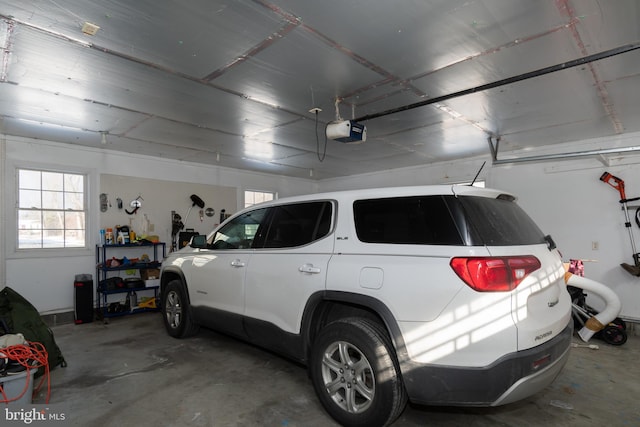 garage with a garage door opener