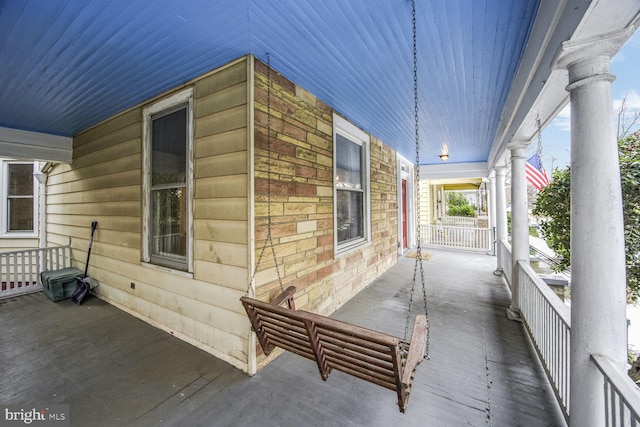 view of patio featuring covered porch