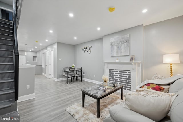 living room featuring light hardwood / wood-style floors