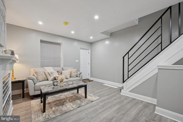 living room with light wood-type flooring