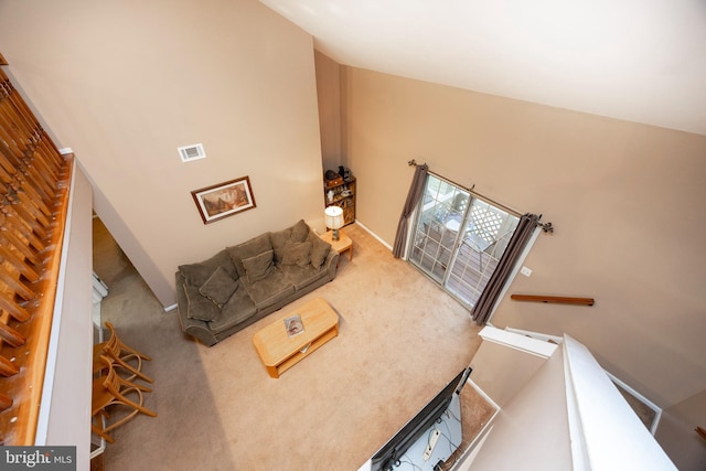 living room with carpet floors