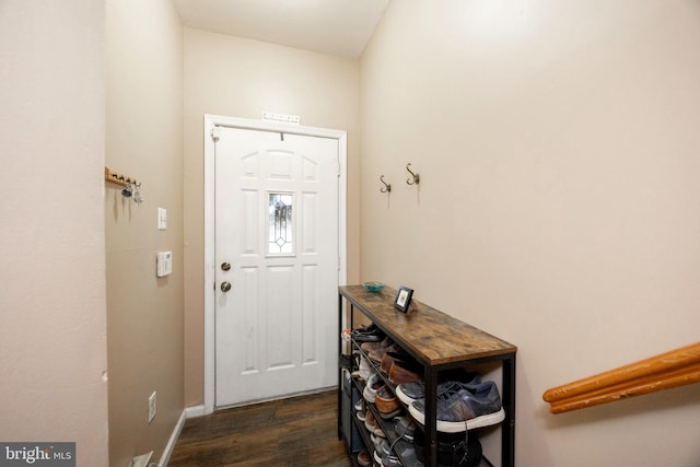 foyer with dark wood-type flooring