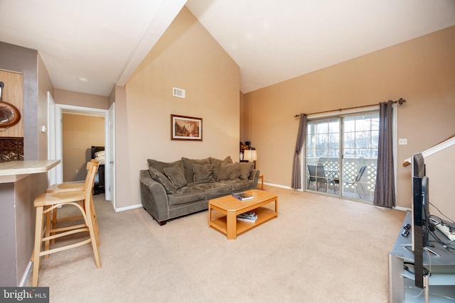 living room with carpet flooring