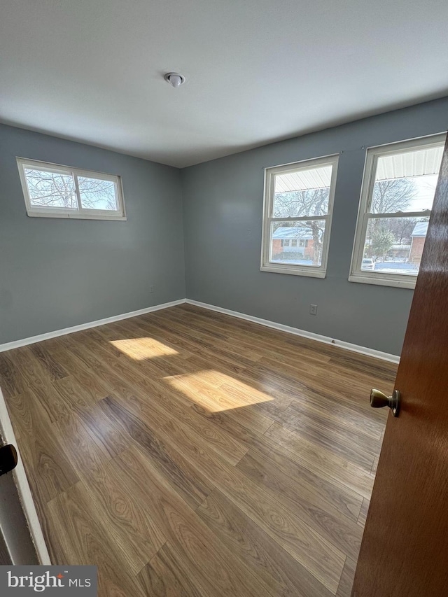 spare room featuring wood-type flooring and a wealth of natural light