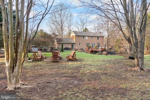 view of yard featuring a deck