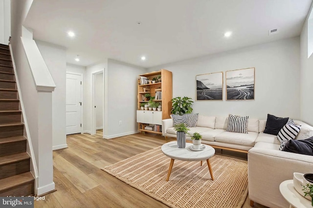 living room featuring light hardwood / wood-style flooring