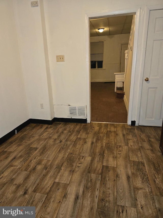 interior space with dark wood-type flooring