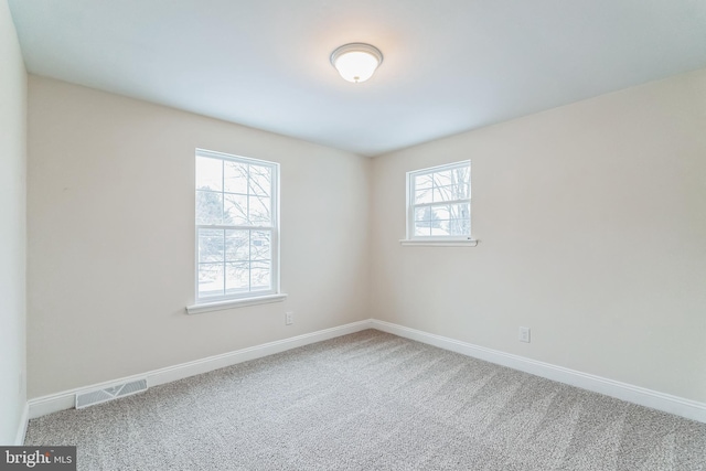 empty room with a wealth of natural light and carpet