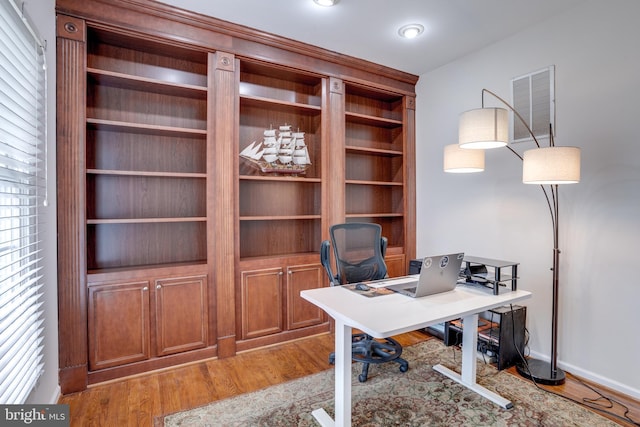 office with visible vents and light wood-type flooring