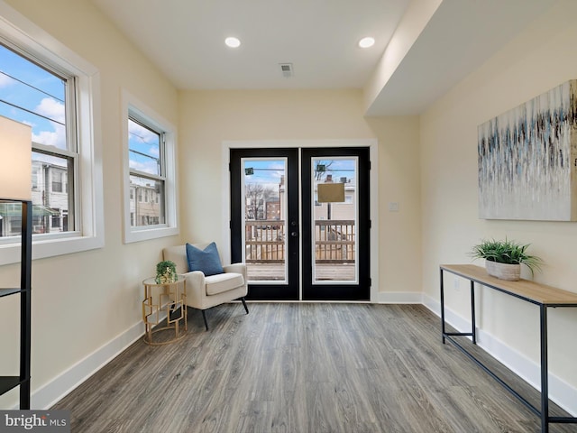 interior space featuring french doors and wood-type flooring