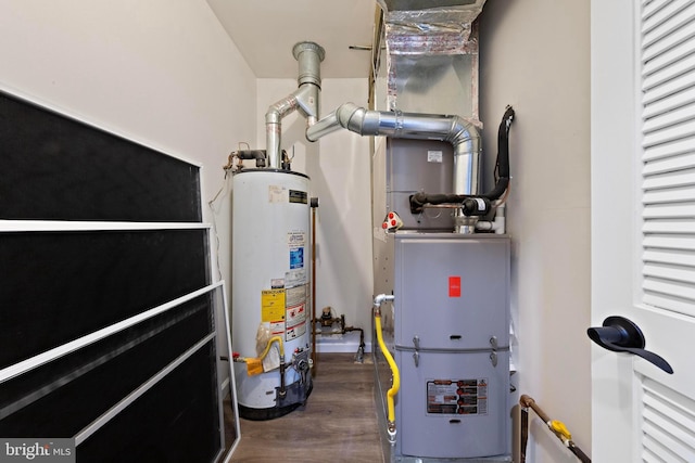 utility room with gas water heater