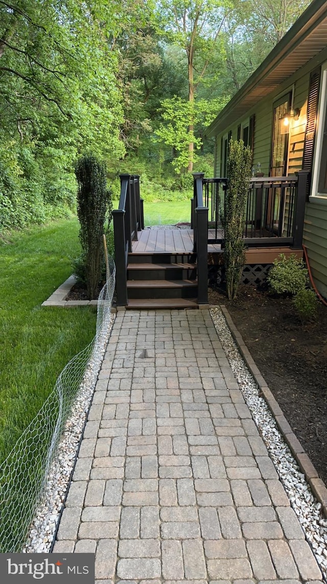 view of patio featuring a wooden deck