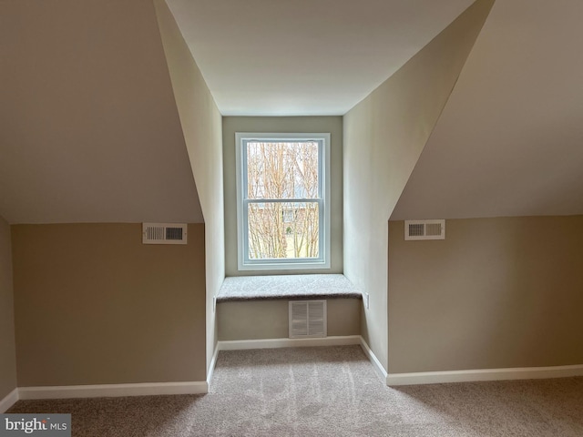 additional living space with light colored carpet