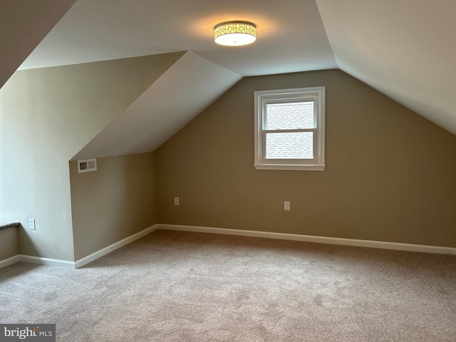 additional living space with carpet floors and lofted ceiling