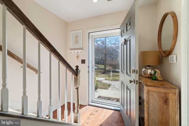 entrance foyer with hardwood / wood-style floors