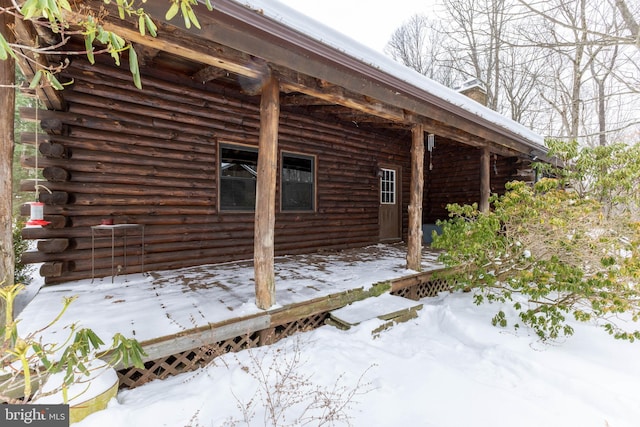 view of snow covered exterior