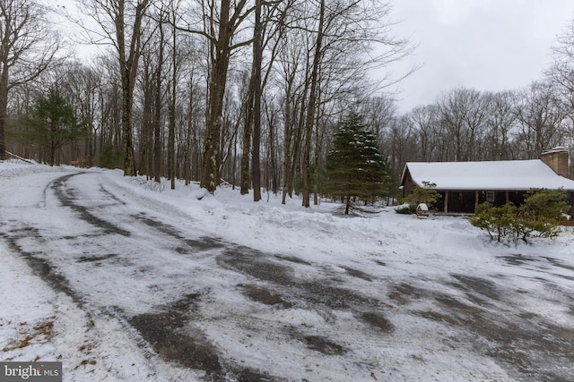 view of yard covered in snow