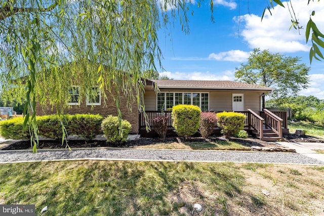 view of front of property featuring a front yard