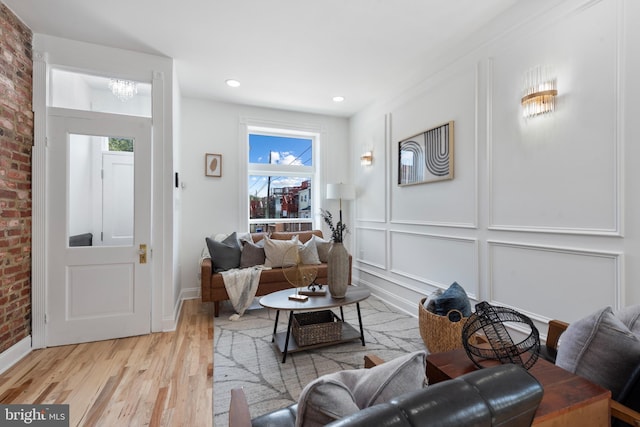 living room featuring light wood-type flooring