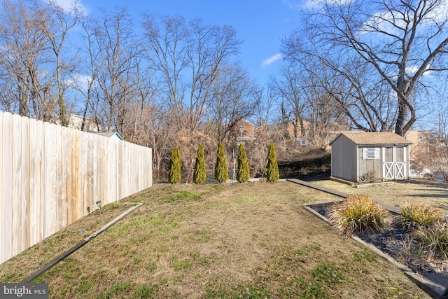 view of yard with a storage unit