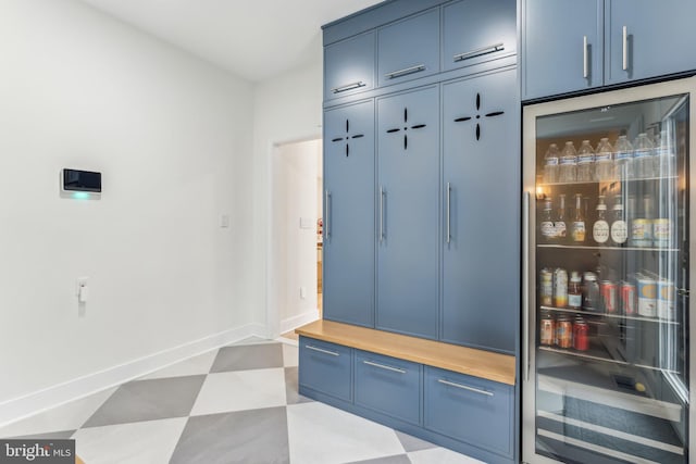 mudroom with wine cooler